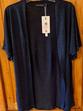 Merokeety Women’s Navy Open-Front Short-Sleeve Cardigan